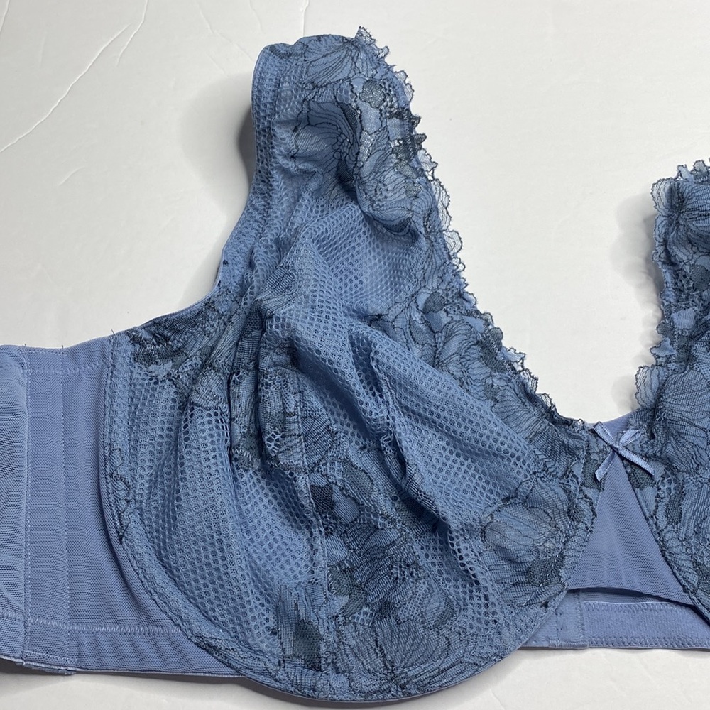 50D blue lace unlined full coverage underwire bra NWT Lane Bryant bra 50 D - Picture 2 of 9